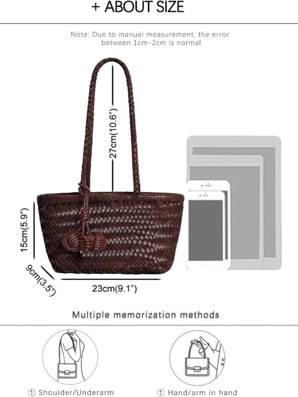Woven Shoulder Bag for Women, Mini Hobo Purse, Cute Bucket Totes, Small Underarm - Picture 3 of 7